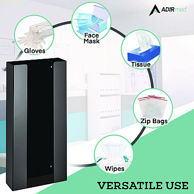 AdirMed Acrylic Glove Dispenser, Quad Box Capacity, 10.2 x 3.5 x 21.1, Black (ALHI90204BLK)