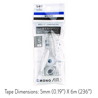 Tombow MONO Air Pen-Type Correction Tape, Refill, Clear Applicator, 0.19" x 236" (TOM68697)