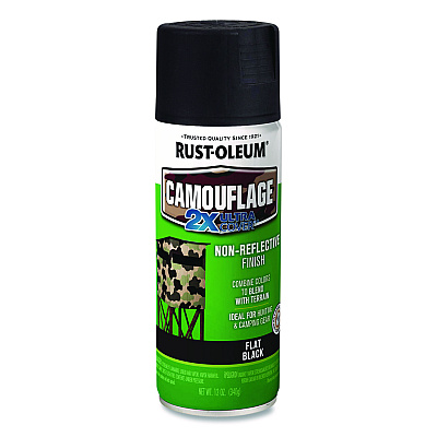Rust-Oleum Camouflage Spray Paint, Flat Black, 12 oz Aerosol Can, 6/Carton (RST279179CT)