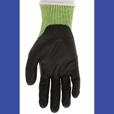 MCR Safety Cut Pro 9277PU Gloves, 10" Long, X-Large, Black/Lime, 12 Pairs (9277PUXL)
