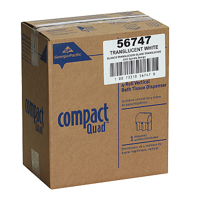 Georgia Pacific Professional Compact Quad Vertical 4-Roll Coreless Tissue Dispenser, 12.06 x 8 x 14.44, White (GPC56747A)