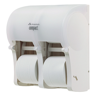 Georgia Pacific Professional Compact Quad Vertical 4-Roll Coreless Tissue Dispenser, 12.06 x 8 x 14.44, White (GPC56747A)