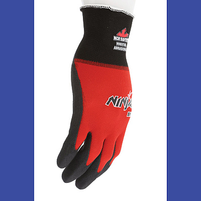 MCR Safety Ninja BNF N96970 Gloves, 10" Long, X-Large, Black/Red, 12 Pairs (N96970XL)