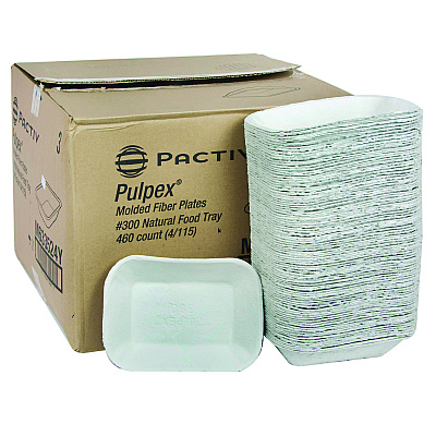 Pactiv Evergreen EarthChoice Pulpex Steep Wall Food Tray, 9.13 x 6.88 x 1.75, Natural, Paper, 460/Carton (PCTM633524Y)