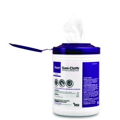 Sani Professional Super Sani-Cloth Germicidal Disposable Wipes, 1-Ply, 6 x 6.75, Unscented, White, 160/Canister, 12 Canisters/Carton (NICQ55172)