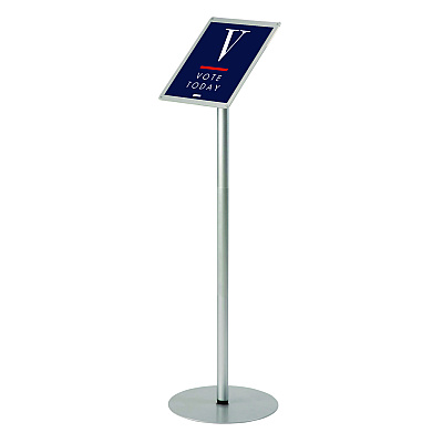 deflecto Floor Sign Display with Rear Literature Pocket, 8.5 x 11 Insert, 45" Tall, Silver (DEF692045)