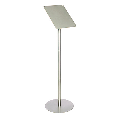 deflecto Floor Sign Display with Rear Literature Pocket, 8.5 x 11 Insert, 45" Tall, Silver (DEF692045)
