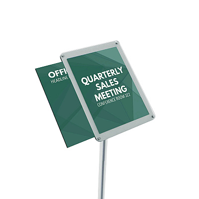 deflecto Floor Sign Display with Rear Literature Pocket, 8.5 x 11 Insert, 45" Tall, Silver (DEF692045)
