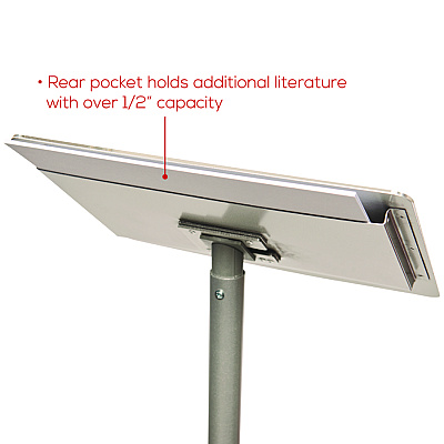 deflecto Floor Sign Display with Rear Literature Pocket, 8.5 x 11 Insert, 45" Tall, Silver (DEF692045)