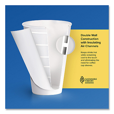 Solo Thermoguard Insulated Paper Hot Cups, 20 oz, White Sustainable Forest Print, 600/Carton (SCCDWTG20W)
