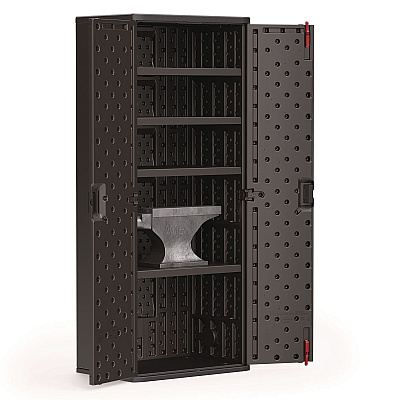 Suncast Commercial Tall Storage Cabinet, Five Shelves: One Fixed, Four Adjustable, 30" x 20.25" x 72", Gray (SUABMCCPD7204)