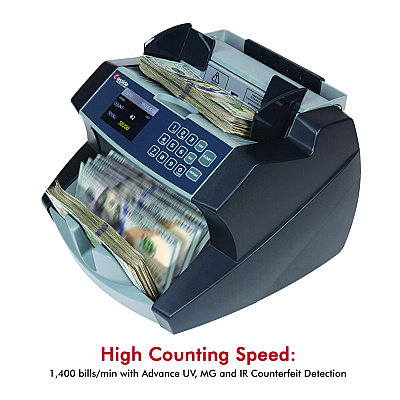 Cassida 6600 UV/MG Top Loading Bill Counter, 1,400 Bills/min, 10.2 x 11 x 8.1, Gray (CIA6600UVMG)