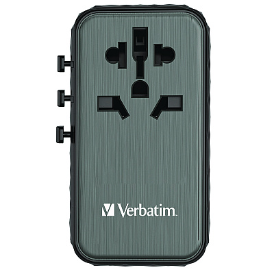 Verbatim UTA-06 Gan III Universal Travel Adapter, (2) USB-A/(2) USB-C/Quick Charge 4+ (VER32121)