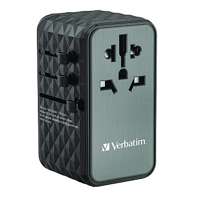 Verbatim UTA-06 Gan III Universal Travel Adapter, (2) USB-A/(2) USB-C/Quick Charge 4+ (VER32121)