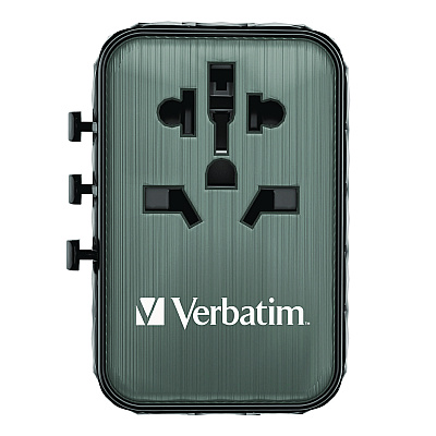 Verbatim UTA-05 Gan III Universal Travel Adapter, (2) USB-A/(2) USB-C/Quick Charge 4+ (VER32120)
