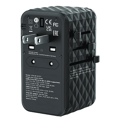 Verbatim UTA-06 Gan III Universal Travel Adapter, (2) USB-A/(2) USB-C/Quick Charge 4+ (VER32121)