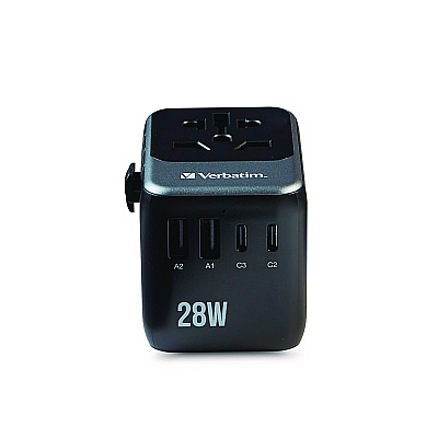 Verbatim UTA-07 Universal Travel Adapter, (3) USB-A, (3) USB-C (VER32122)