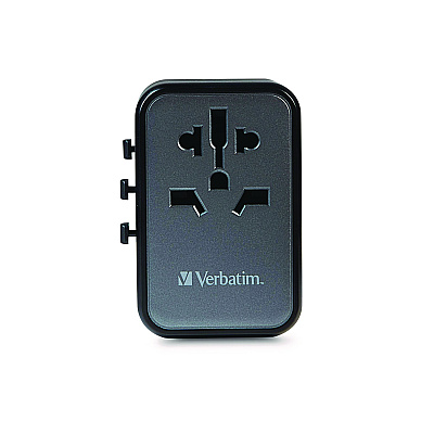 Verbatim UTA-09 Gan III Universal Travel Adapter, (2) USB-A/(2) USB-C/USB-C with Power Delivery 3.0 (VER32124)