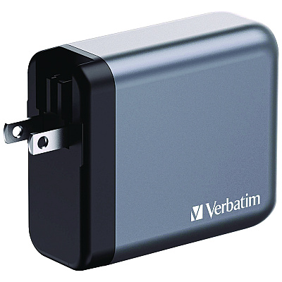 Verbatim 140 W 4-Port GaN Wall Charger, Black/Gray (VER32203)