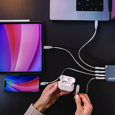 Verbatim 140 W 4-Port GaN Wall Charger, Black/Gray (VER32203)