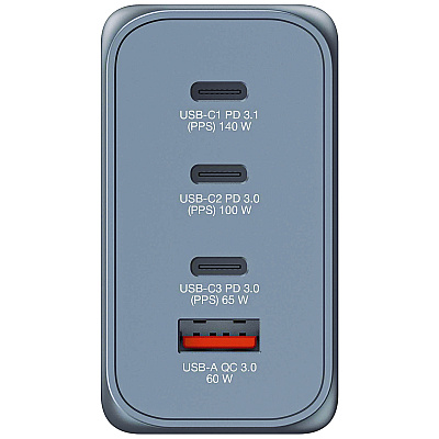 Verbatim 240 W 4-Port GaN Wall Charger, Black/Gray (VER32205)