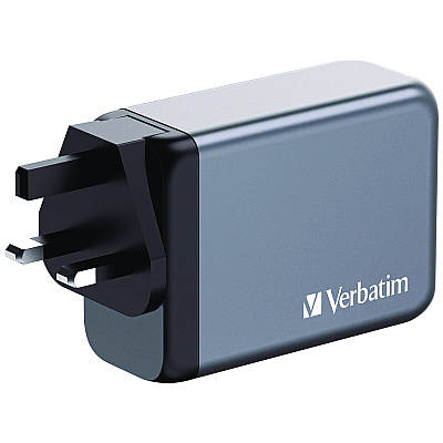 Verbatim 240 W 4-Port GaN Wall Charger, Black/Gray (VER32205)