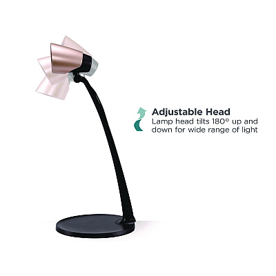 BLACK+DECKER Modern LED Desk Lamp, Black/Rose Gold (BLDVLED1814BD)