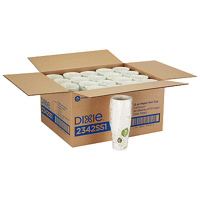 Dixie Pathways Paper Hot Cups, 12 oz, 15/Bag, 20 Bags/Carton (DXE2342SS1)