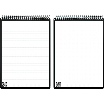 Rocketbook Flip Smart Notepad, Black Cover, Lined/Dot Grid Rule, 6 x 8.8, White, 18 Sheets (RKBFLPERCAFR)