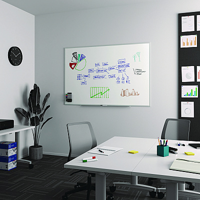 TRU RED Melamine Dry Erase Board, 72" x 48", White Surface, Gray/Natural Aluminum Frame (TR59352)