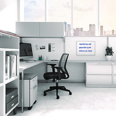 TRU RED Melamine Dry Erase Board, 24" x 18", White Surface, Gray/Natural Aluminum Frame (TR59356)