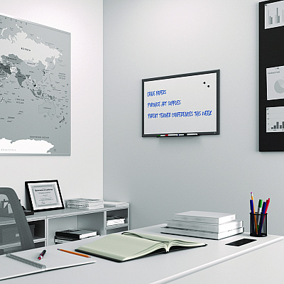 TRU RED Magnetic Porcelain Dry Erase Board, 36 x 24, White Surface, Gray/Silver Aluminum Frame (TUDTR61184)