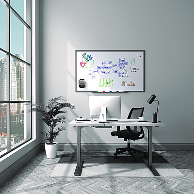TRU RED Magnetic Porcelain Dry Erase Board, 60 x 36, White Surface, Gray/Silver Aluminum Frame (TUDTR61186)