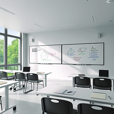 TRU RED Magnetic Porcelain Dry Erase Board, 96 x 48, White Surface, Black Aluminum Frame (TUDTR61191)