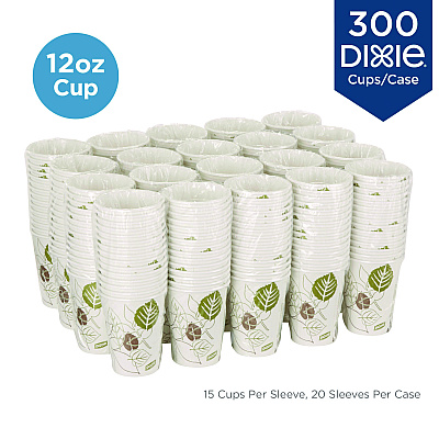 Dixie Pathways Paper Hot Cups, 12 oz, 15/Bag, 20 Bags/Carton (DXE2342SS1)