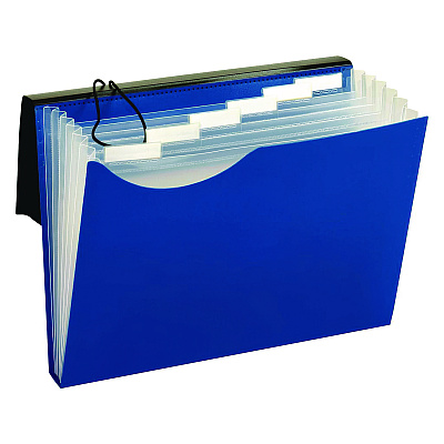 Pendaflex Seven-Pocket Poly Expanding File, 1" Expansion, 7 Sections, Elastic Cord Closure, 1/6-Cut Tabs, Letter Size, Blue (GLW67440BLU)