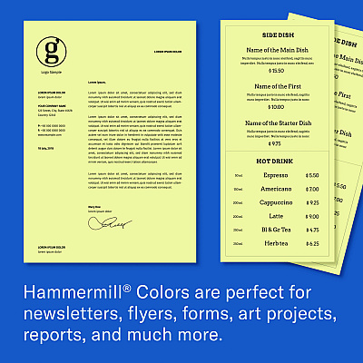 Hammermill Colors Print Paper, 20 lb Bond Weight, 11 x 17, Canary, 500/Ream (HAM102152)