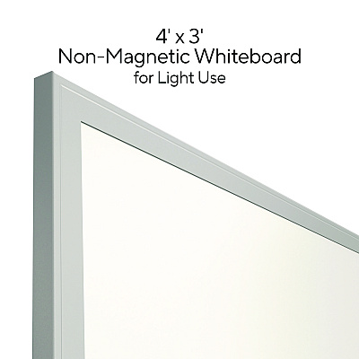 TRU RED Melamine Dry Erase Board, 48" x 36", White Surface, Gray/Natural Aluminum Frame (TR59354)