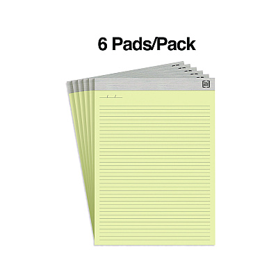 TRU RED Notepads, Narrow Rule, 50 Canary Yellow 8.5 x 11.75 Sheets, 6/Pack (TUDTR59921)