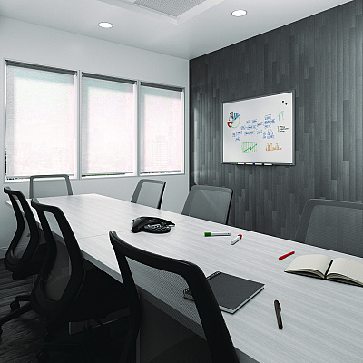 TRU RED Magnetic Porcelain Dry Erase Board, 48" x 36", White Surface, Gray/Natural Aluminum Frame (TR61185)