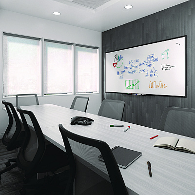 TRU RED Magnetic Porcelain Dry Erase Board, 96 x 48, White Surface, Black Aluminum Frame (TUDTR61191)