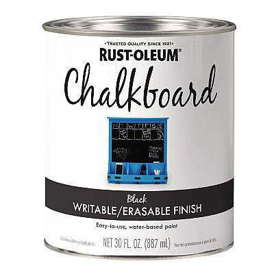 Rust-Oleum Chalkboard Paint, Matte Black, Quart Can, 4/Carton (301450)
