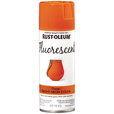 Rust-Oleum Specialty Fluorescent Spray Paint, Flat Fluorescent Orange, 11 oz Aerosol Can, 6/Carton (342568)