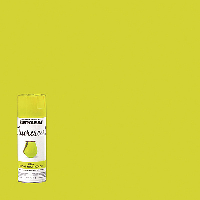Rust-Oleum Specialty Fluorescent Spray Paint, Flat Fluorescent Yellow, 11 oz Aerosol Can, 6/Carton (342571)