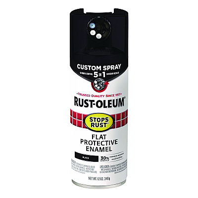 Rust-Oleum Stops Rust 5-in-1 Spray Paint, Flat Black, 12 oz Aerosol Can, 6/Carton (376855)
