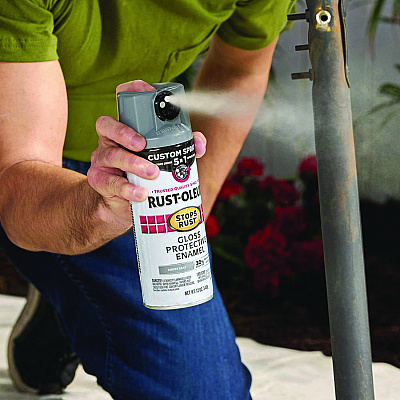 Rust-Oleum Stops Rust 5-in-1 Spray Paint, Satin Coastal Gray, 12 oz Aerosol Can, 6/Carton (376872)