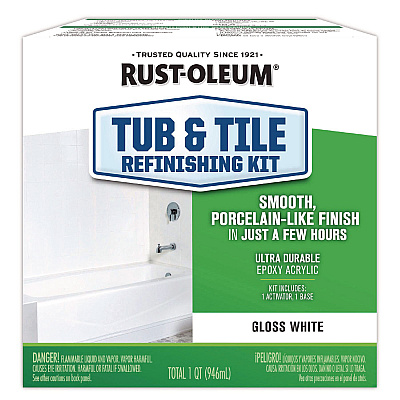 Rust-Oleum Specialty Tub and Tile Refinishing Kit, Gloss White, Quart, 4 Kits/Carton (384165)