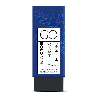 Go Mouthwash Individual Mouthwash Packets, Display Pack, Bold Mint Flavor, 0.37 oz Packet, 20/Pack (GMHMW20BOLD)