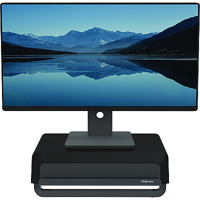 Fellowes Breyta Monitor Stand, 13.94" x 11.97" x 3.25" to 6", Black, Supports 33 lbs (FEL100098502)