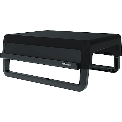 Fellowes Breyta Monitor Stand, 13.94" x 11.97" x 3.25" to 6", Black, Supports 33 lbs (FEL100098502)